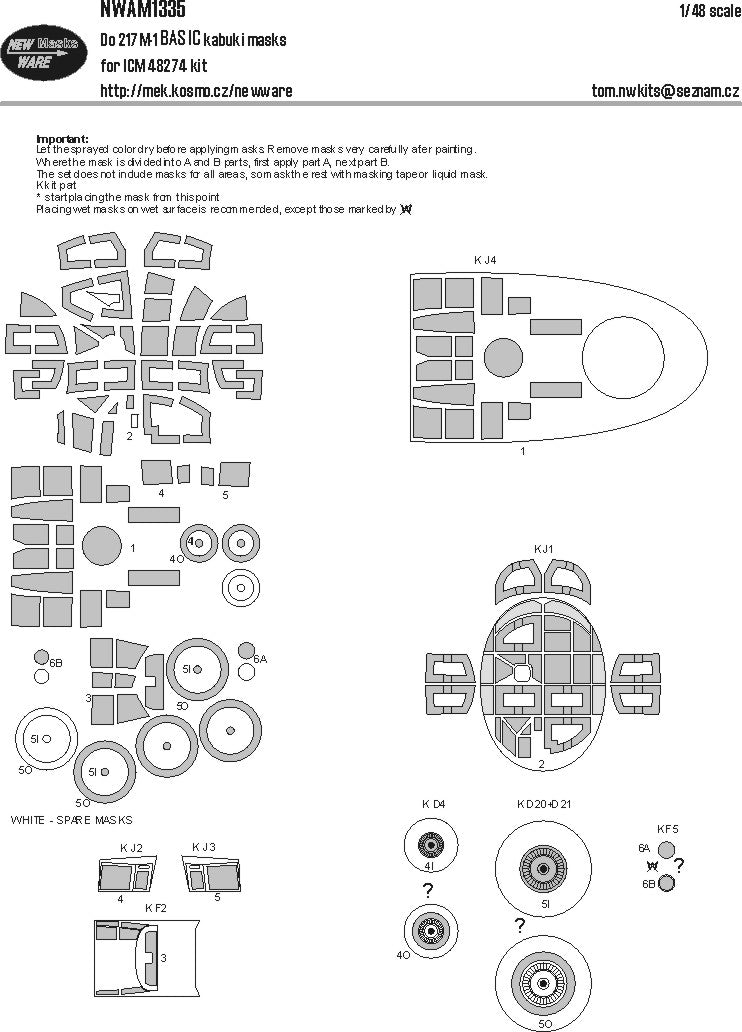 New Ware NWAM1335 1:48 Dornier Do-217M-1 BASIC kabuki masks