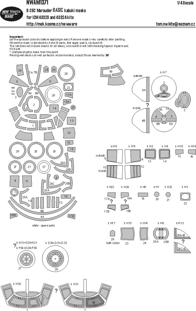 New Ware NWAM1371 1:48 Martin B-26C Marauder BASIC