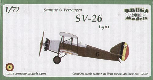 Omega Models 72358 1:72 Stampe & Vertongen SV-26 Lynx Decals Belgium