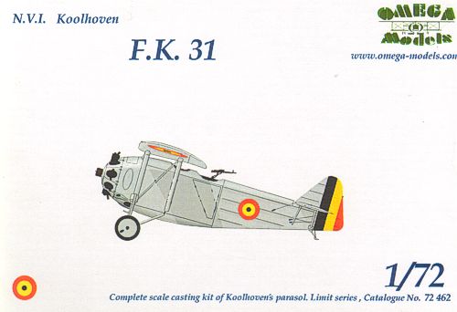 Omega Models 72462 1:72 N.V.I. Koolhoven F.K 31 Decals Belgium Air Force