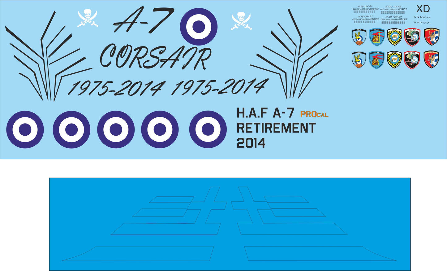 Procal Decals 72-2603 1:72 H.A.F LTV A-7 Corsair retirement plane