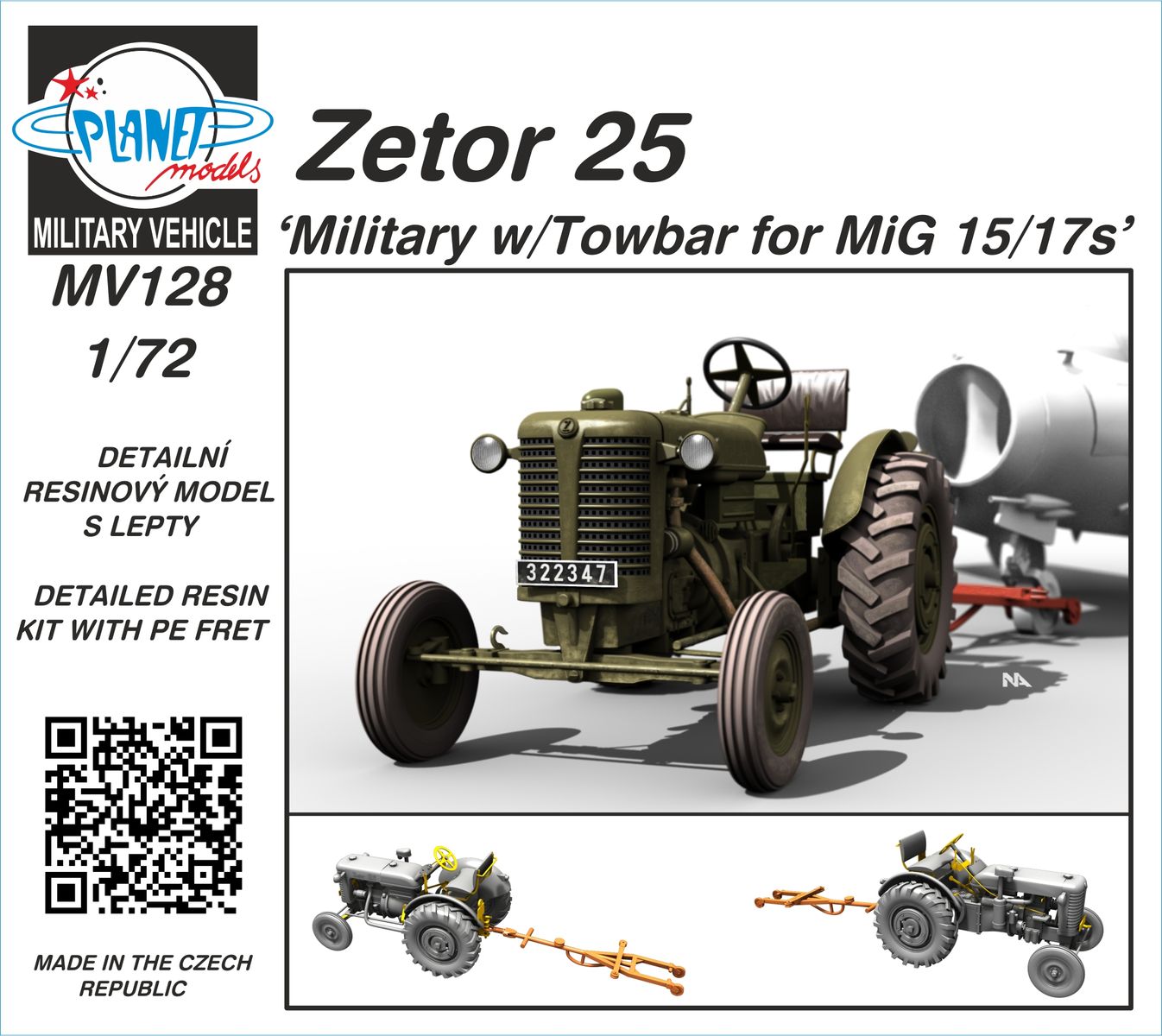 Planet Models MV128 1:72 Zetor 25 ‘Military w/Towbar for the Mikoyan MiG-15/MiG-17s’