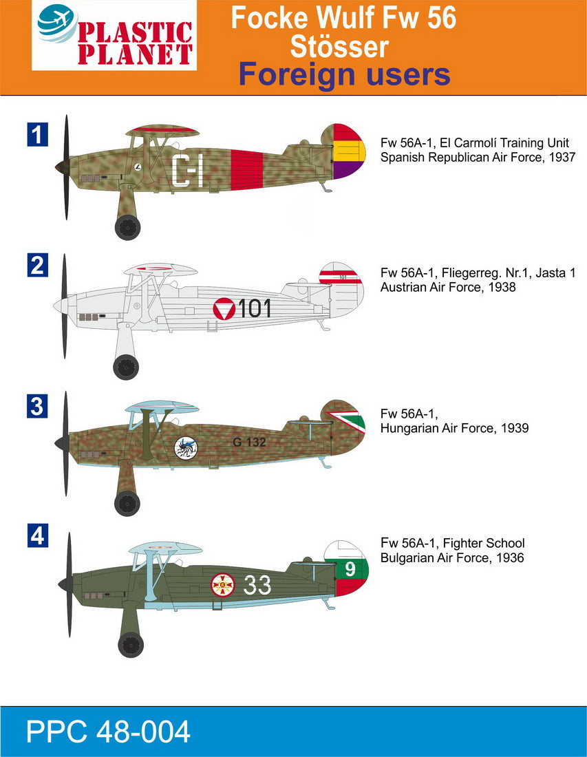 Attack Kits PPC 48-004 1:48 Focke-Wulf Fw-56 Stosser 'Foreign users'