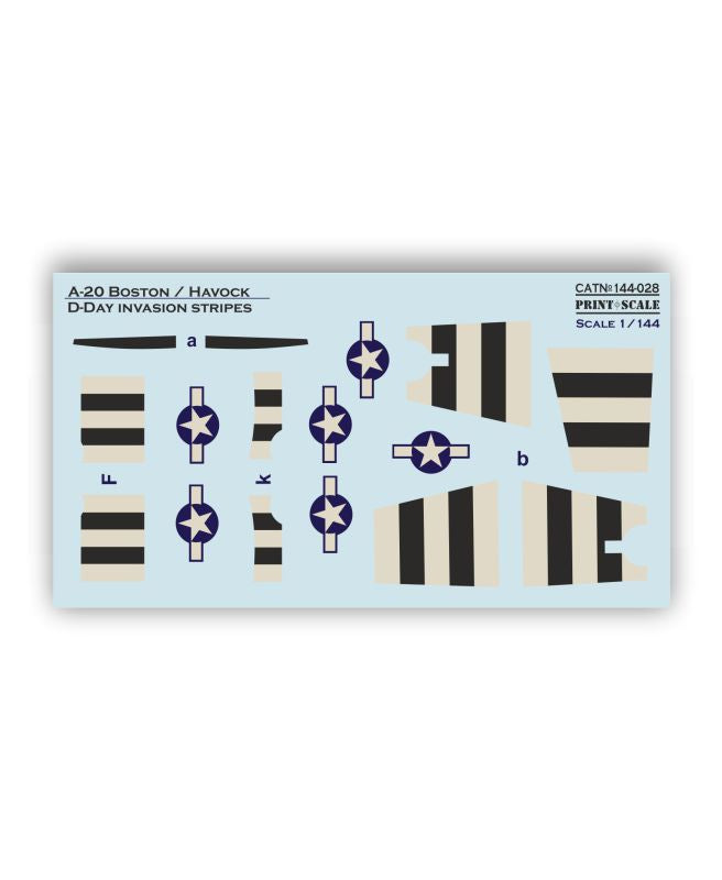 Print Scale 14428 1:144 Douglas A-20 Havoc/Boston. D-Day Invasion Stripes