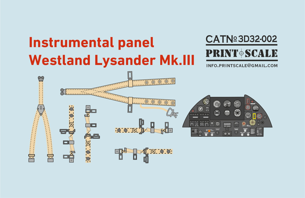 Print Scale 3D32-02 1:32 Instrument panel Westland Lysander Mk.III