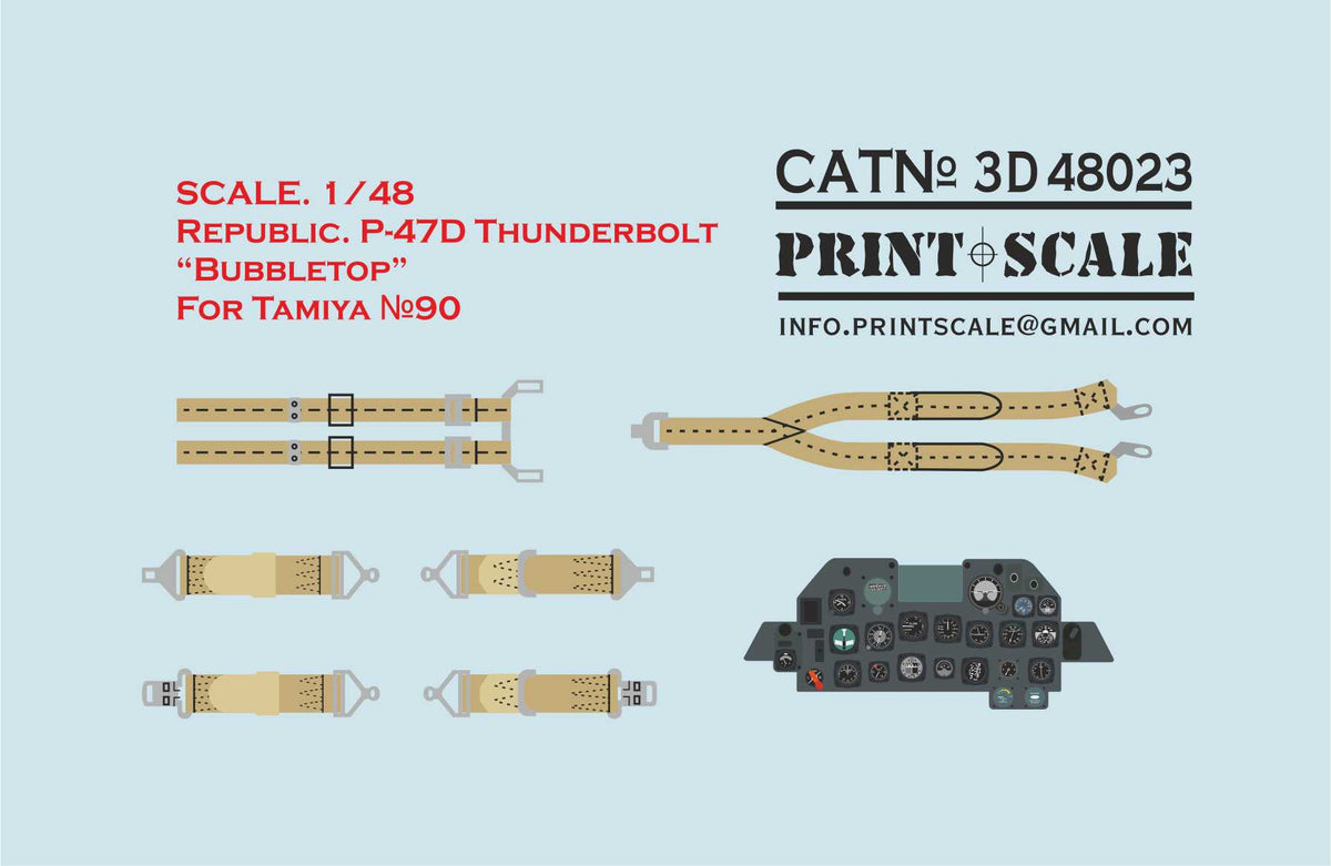 Print Scale 3D48-23 1:48 Instrument panel Republic P-47D Thunderbolt Bubbletop