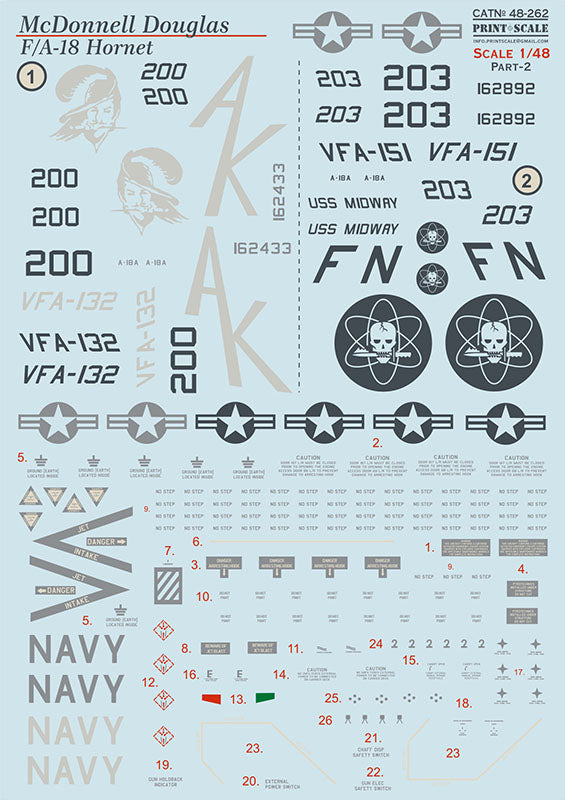 Print Scale 48-262 1:48 FA-18A Part 2 VFA-151 VFA-132