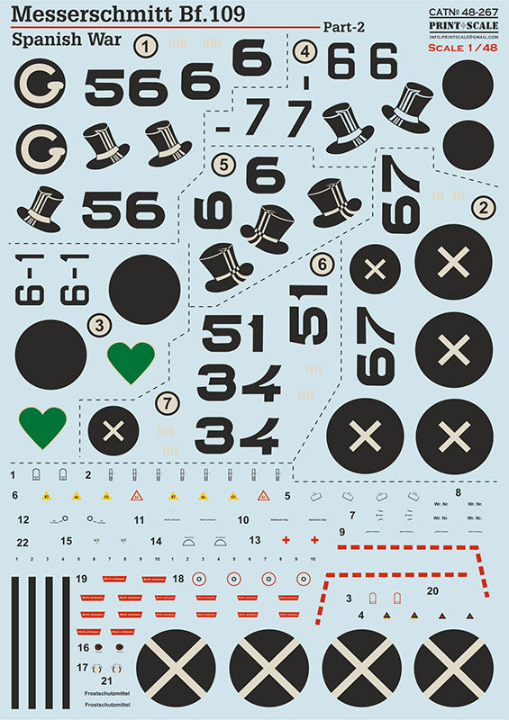 Print Scale 48-267 1:48 Messerschmitt Bf-109B/D Spanish War Part 2