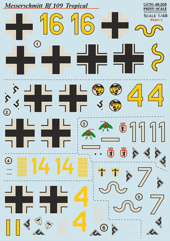 Print Scale 48308 1:48 Messerschmitt Bf-109. Tropical options. Part 1