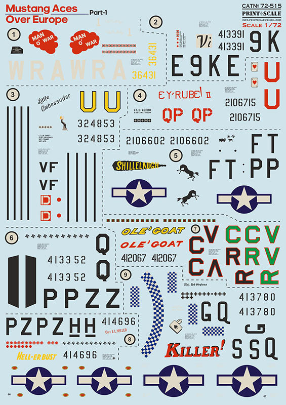 Print Scale 72515 1:72 North-America P-51 Mustang Aces Over Europe. Part 11