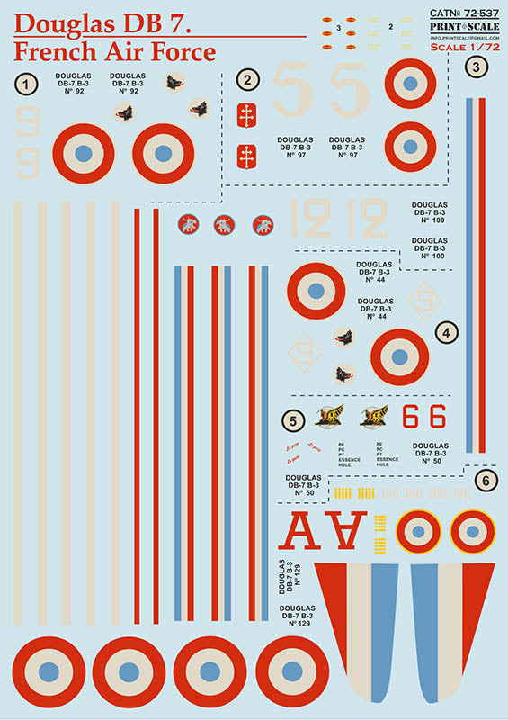 Print Scale 72537 1:72 Douglas DB-7 French Air Force