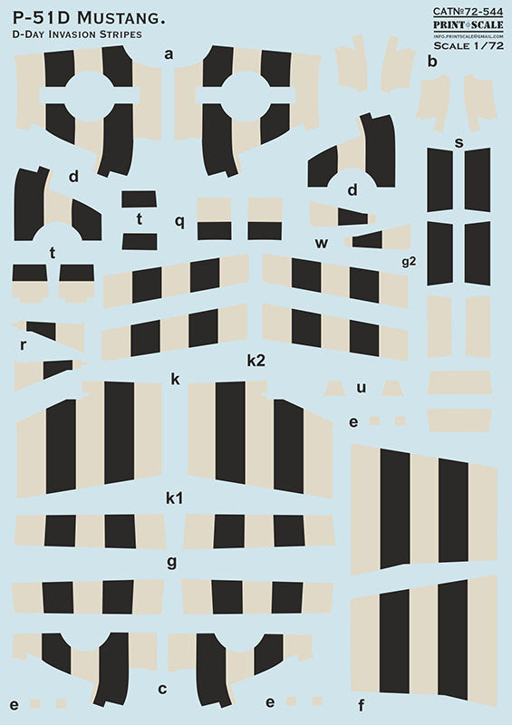 Print Scale 72544 1:72 North-American P-51D Mustang. D-Day Invasion Stripes