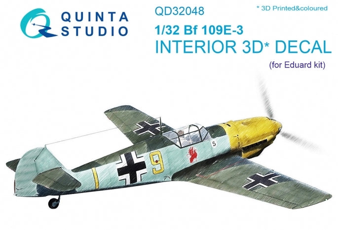 Quinta Studio QD32048 1:32 Messerschmitt Bf-109E-3 3D-Printed coloured Interior