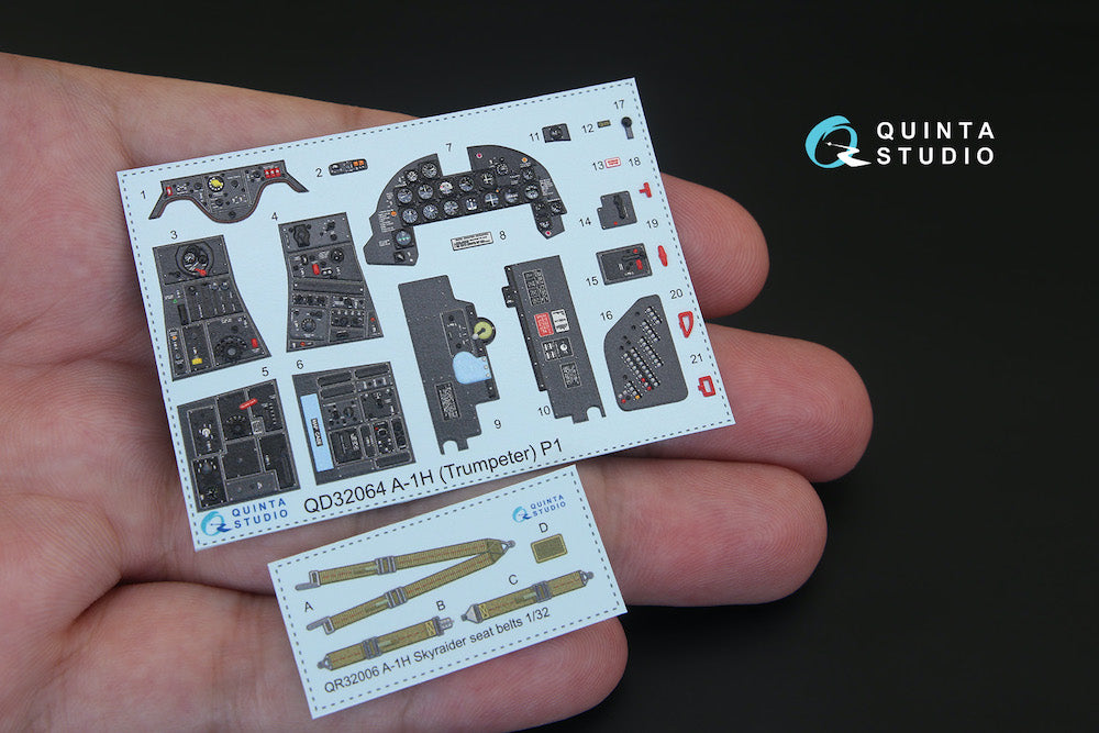 Quinta Studio QD32064 1:32 Douglas A-1H Skyraider (3D-Printed) & coloured Interior on decal paper