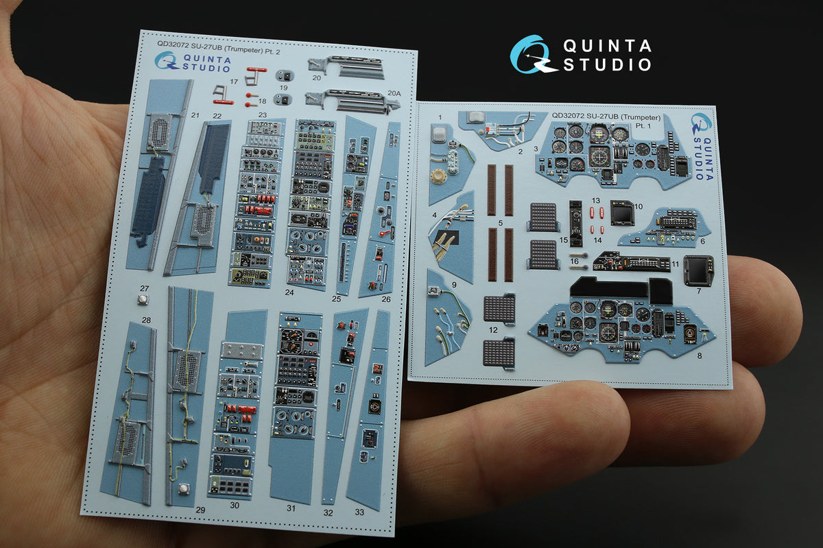 Quinta Studio QD32072 1:32 Sukhoi Su-27UB (3D-Printed) & coloured Interior on decal paper