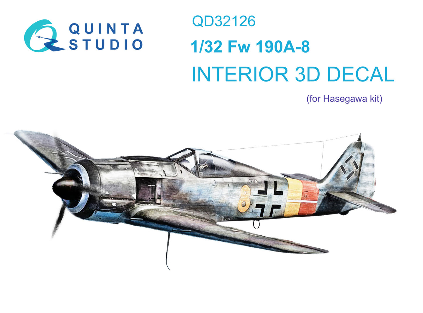 Quinta Studio QD32126 1:32 Focke-Wulf Fw-190A-8 3D-Printed coloured Interior
