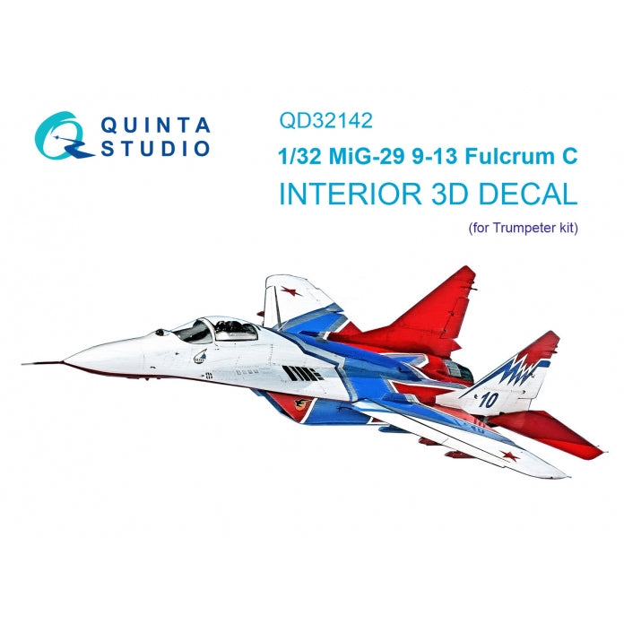Quinta Studio QD32142 1:32 Mikoyan MiG-29 9-13 Fulcrum C 3D-Printed coloured Interior
