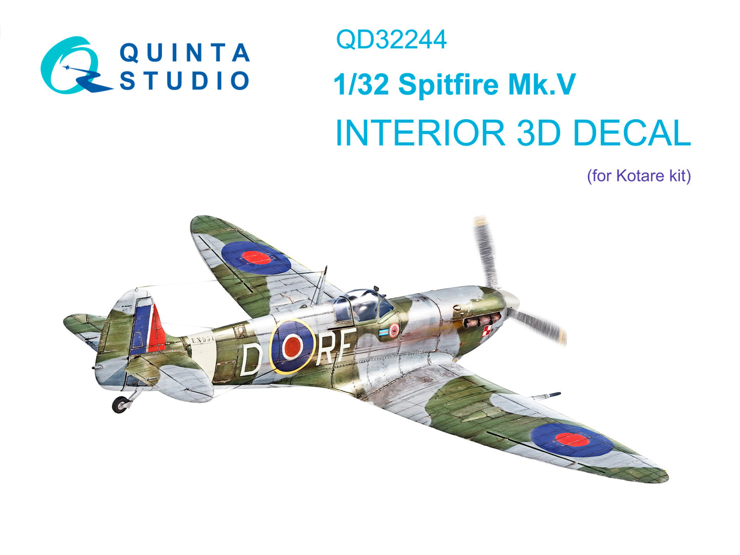 Quinta Studio QD32244 1:32 Supermarine Spitfire Mk.V 3D-Printed & coloured Interior