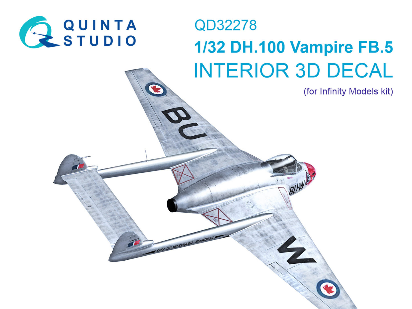 Quinta Studio QD32278 1:32 de Havilland DH.100 Vampire FB.5 3D-Printed & coloured Interior