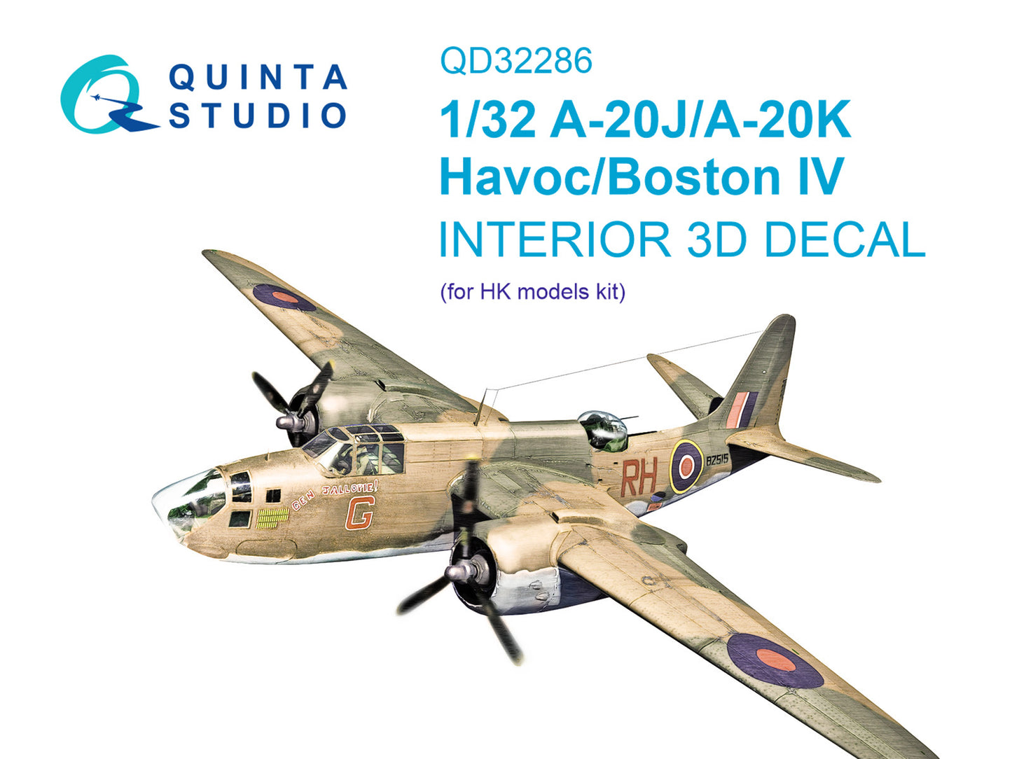 Quinta Studio QD32286 1:32 Douglas A-20J/A-20K Havoc / Boston IV 3D-Printed & coloured Interior