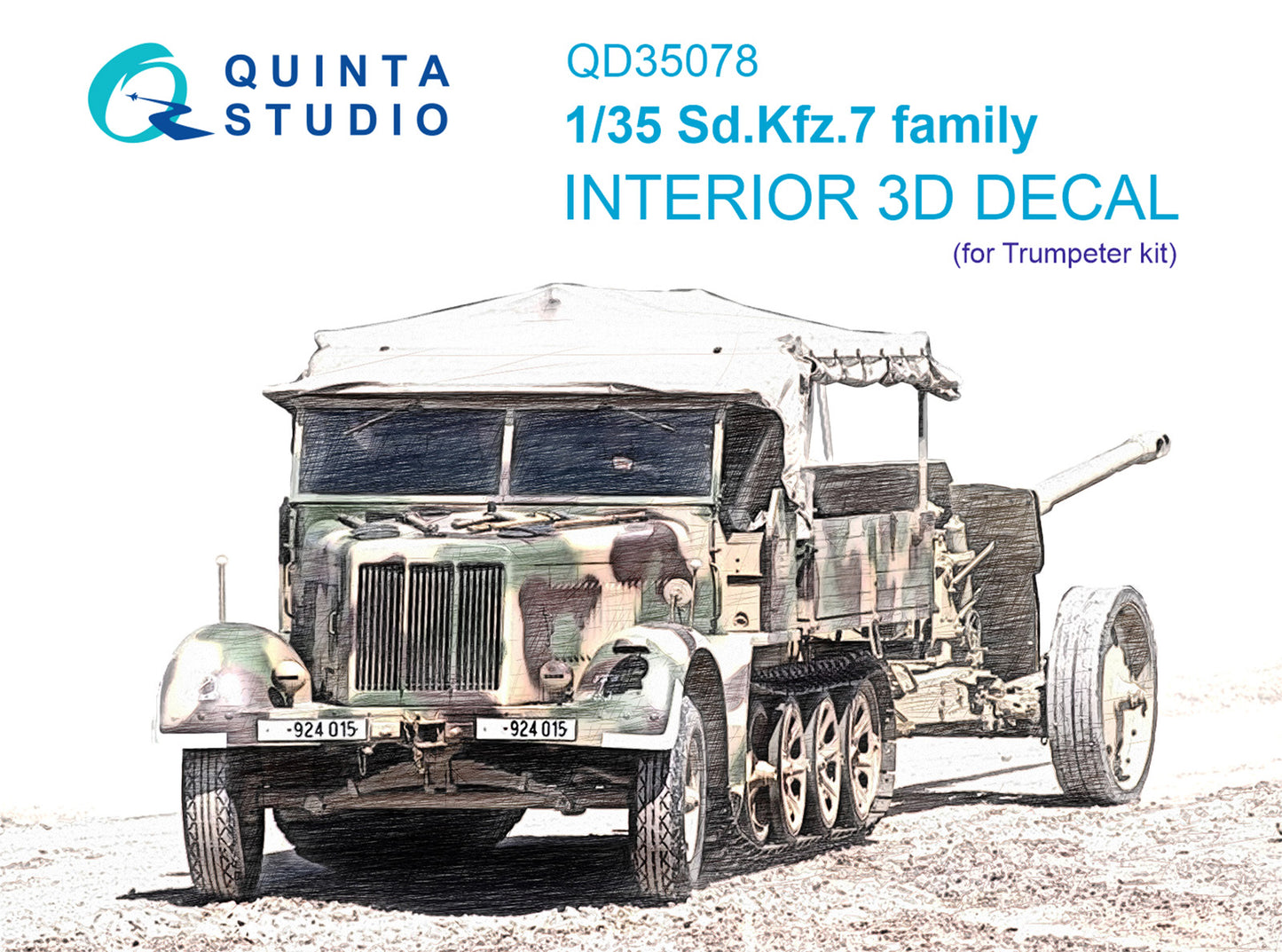 Quinta Studio QD35078 1:35 Sd.Kfz.7 family 3D-Printed coloured Interior on decal paper