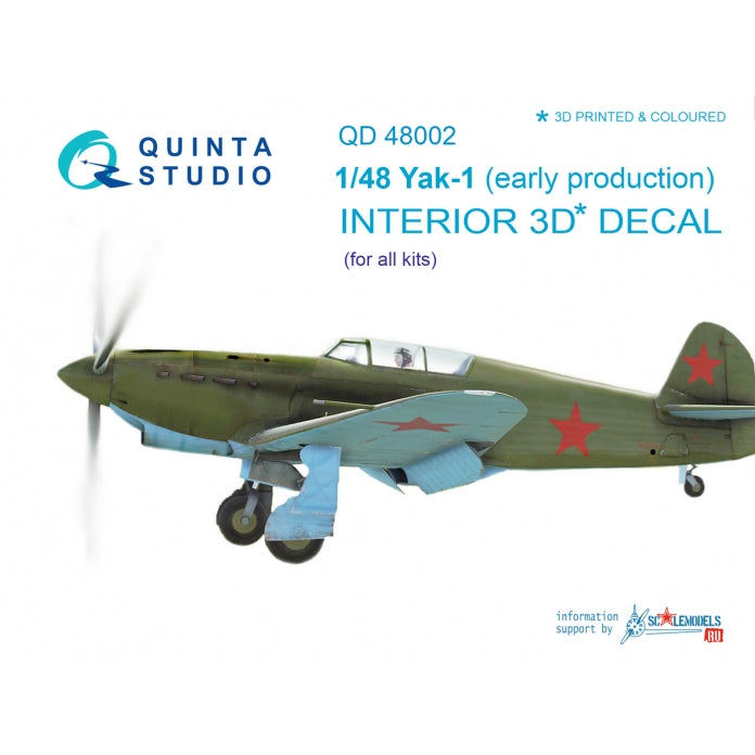 Quinta Studio QD48002 1:48 Yakovlev Yak-1 (early production) 3D-Printed coloured Interior