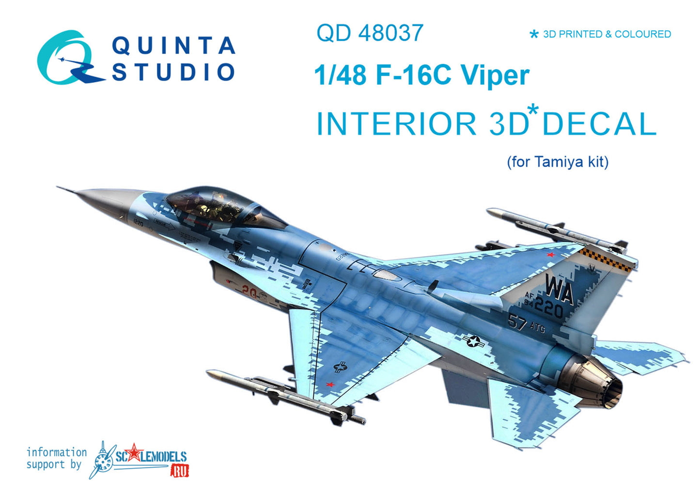 Quinta Studio QD48037 1:48 F-16C Fighting Falcon (3D-Printed) & coloured Interior