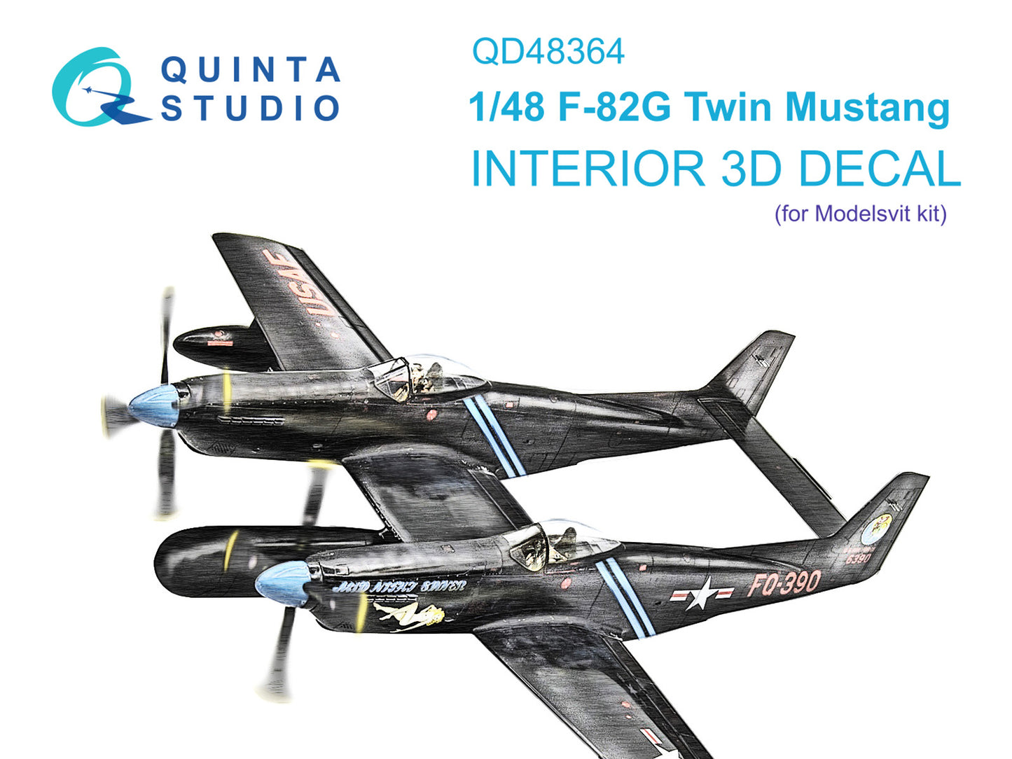 Quinta Studio QD48364 1:48 North-American F-82G Twin Mustang 3D-Printed coloured Interior