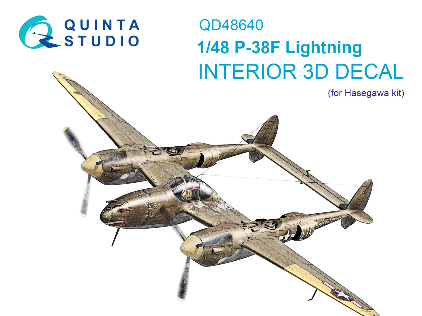 Quinta Studio QD48640 1:48 Lockheed P-38F Lightning 3D-Printed & coloured Interior