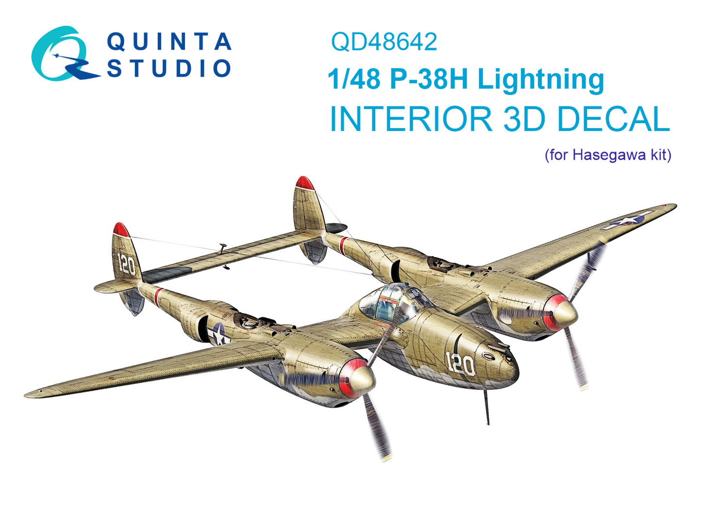 Quinta Studio QD48642 1:48 Lockheed P-38H Lightning 3D-Printed & coloured Interior