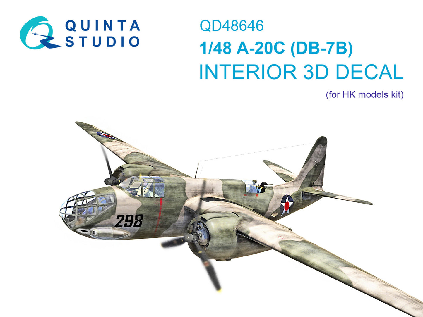Quinta Studio QD48646 1:48 Douglas A-20C Havoc (DB-7B) 3D-Printed & coloured Interior