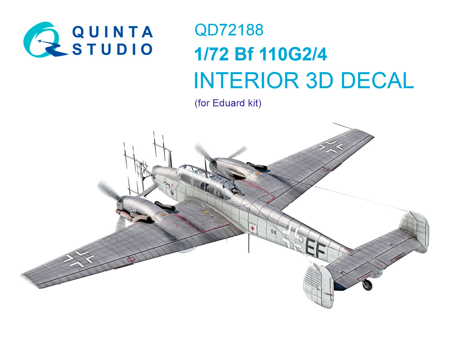 Quinta Studio QD72188 1:72 Messerschmitt Bf-110G-2/4 3D-Printed coloured Interior on decal paper