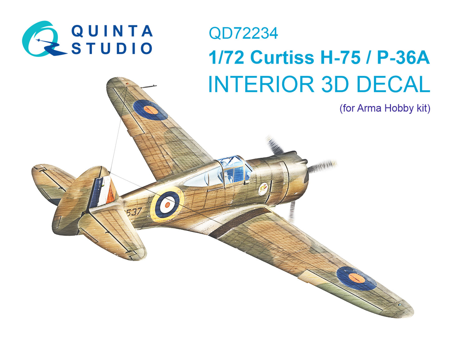 Quinta Studio QD72234 1:72 Curtiss H-75 Hawk/P-36A 3D-Printed & coloured Interior