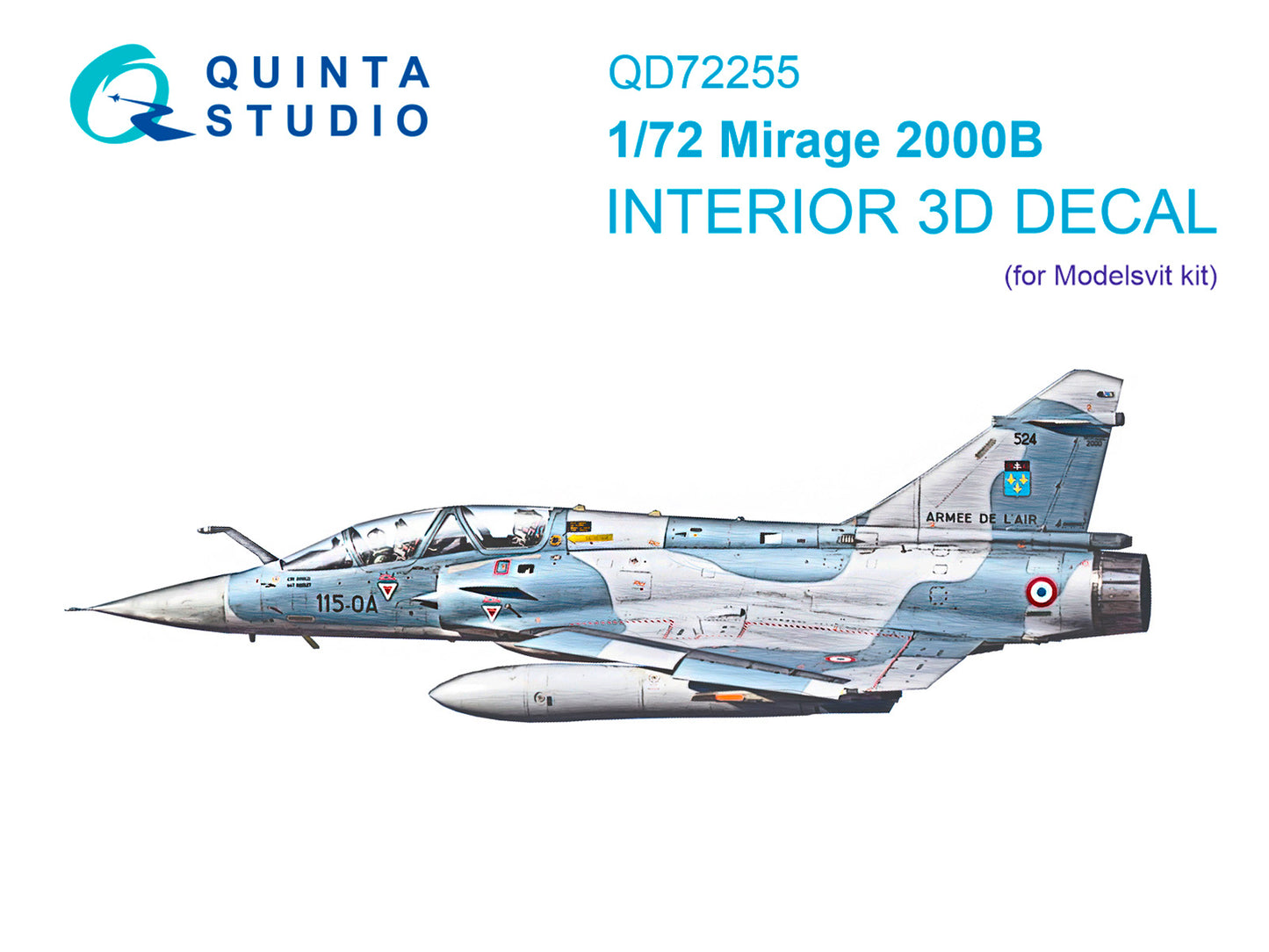 Quinta Studio QD72255 1:72 Dassault Mirage 2000B 3D-Printed & coloured Interior