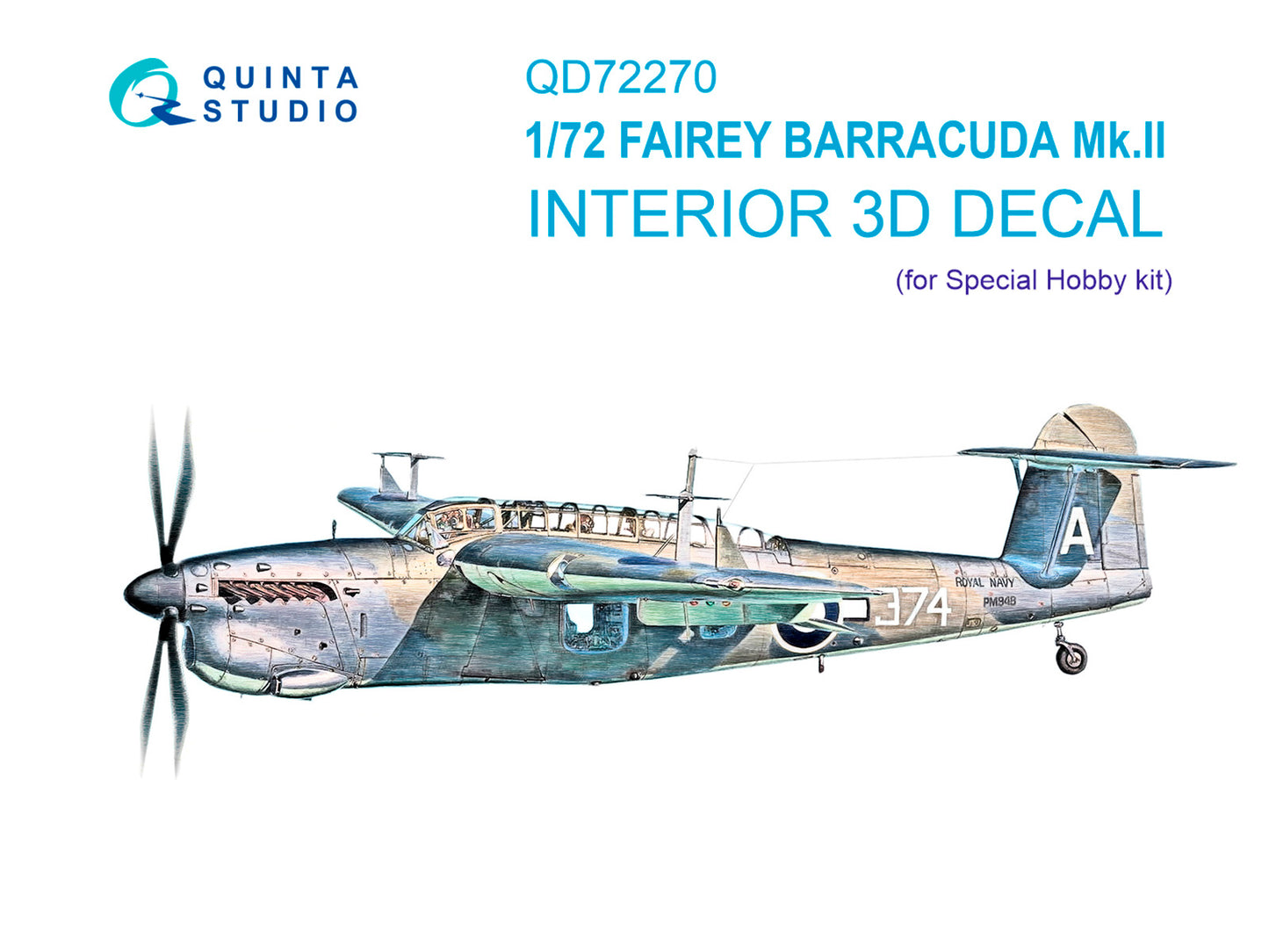 Quinta Studio QD72270 1:72 Fairey Barracuda Mk.II 3D-Printed & coloured Interior