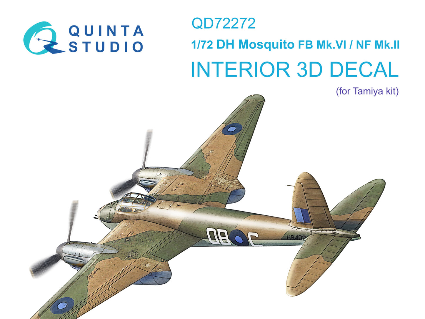 Quinta Studio QD72272 1:72 de Havilland Mosquito FB Mk.VI/NF Mk.II 3D-Printed & coloured Interior