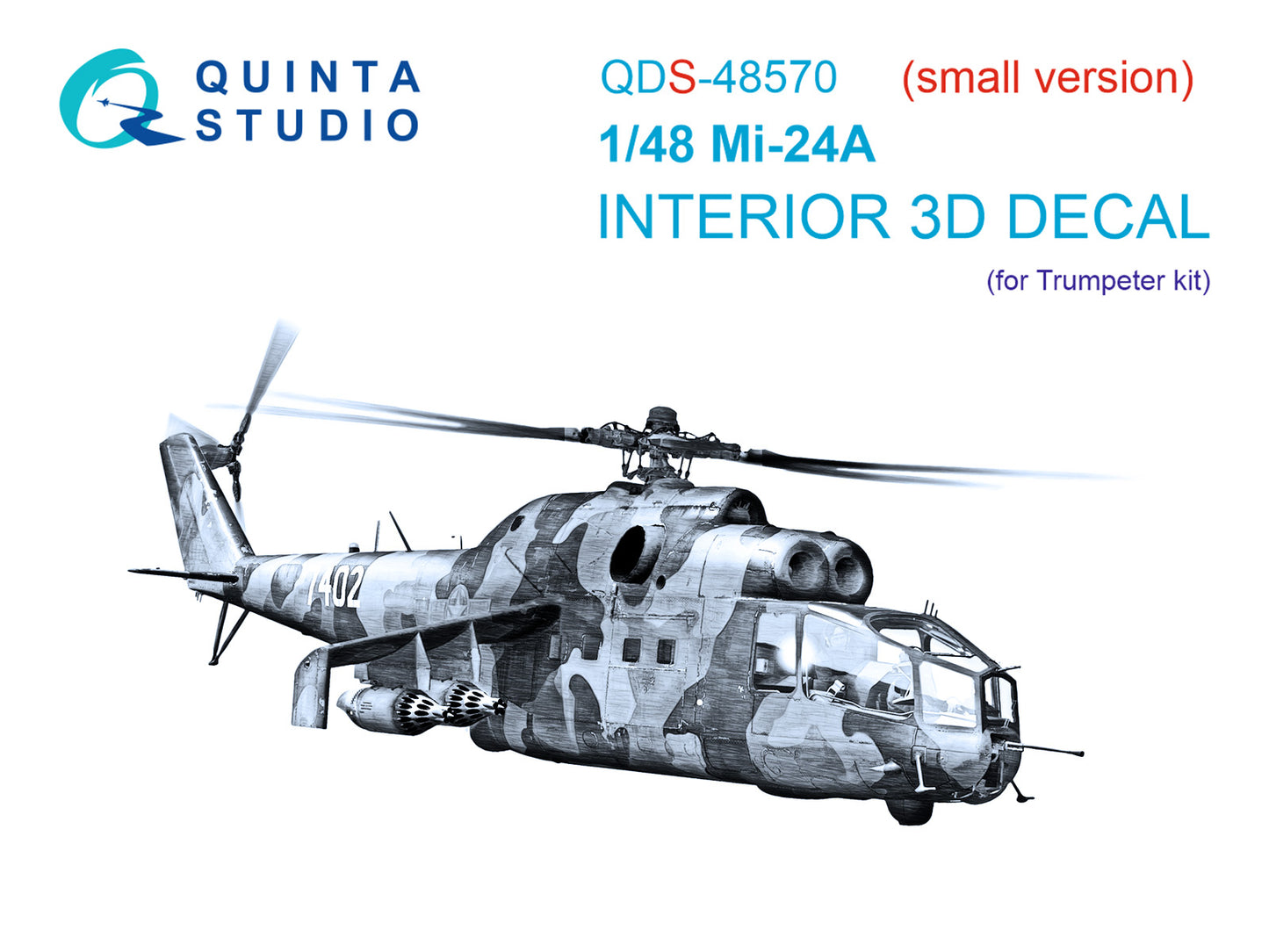Quinta Studio QDS-48570 1:48 Mil Mi-24A 3D-Printed & coloured Interior on decal paper