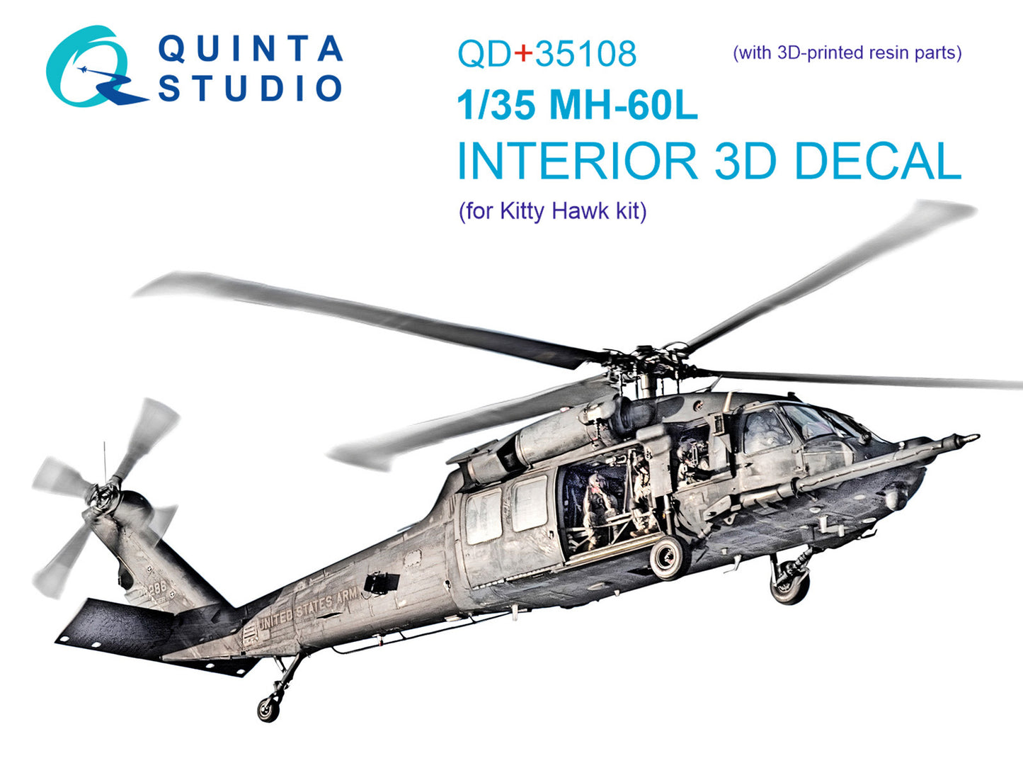 Quinta Studio QD+35108 1:35 Sikorsky MH-60 L - Interior 3D Decal with 3D-Printed Resin Parts