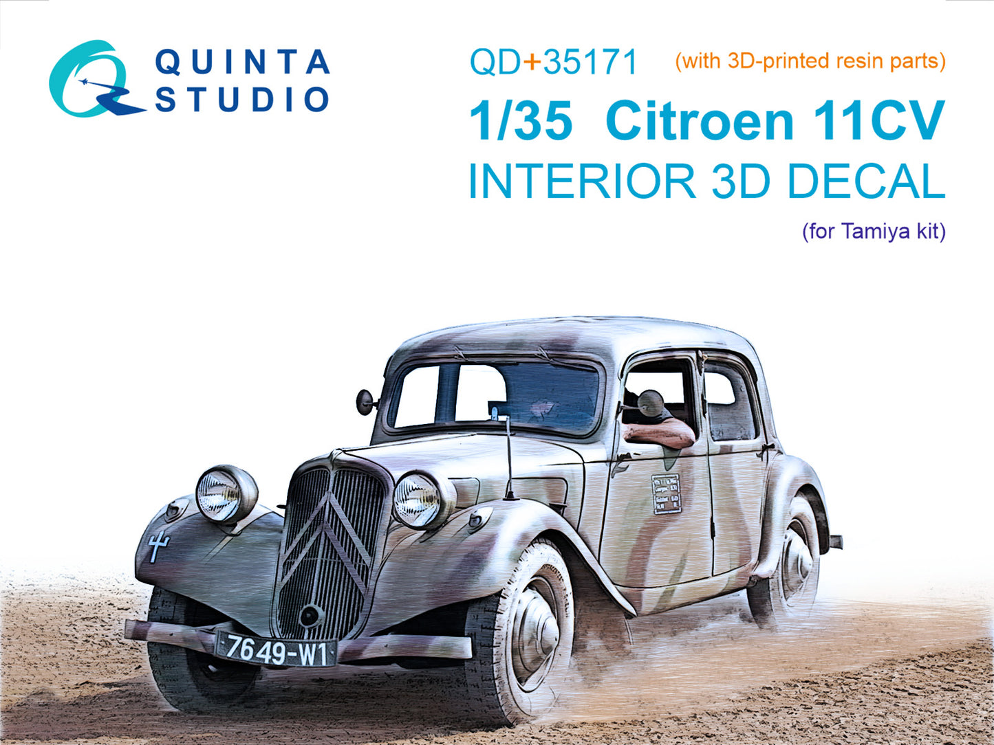 Quinta Studio QD+35171 1:35 Citroen Traction 11CV Staff Car 3D-Printed & coloured Interior