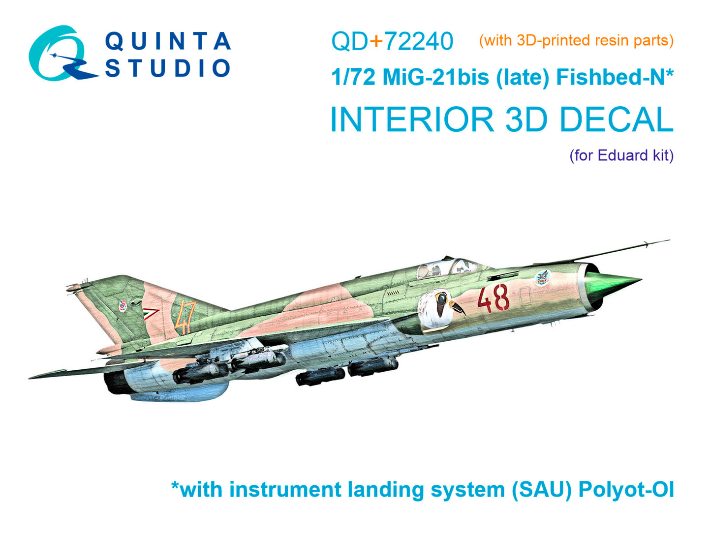 Quinta Studio QD+72240 1:72 Mikoyan MiG-21bis late 3D-Printed & coloured Interior on decal paper
