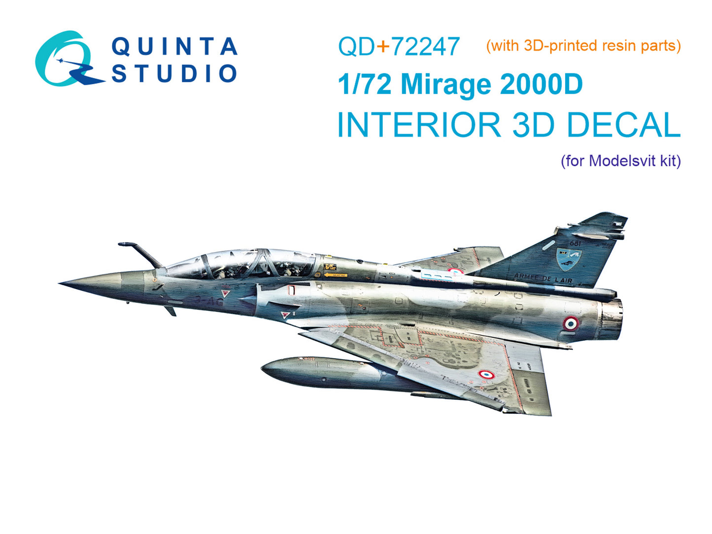 Quinta Studio QD+72247 1:72 Dassault Mirage 2000D 3D-Printed & coloured Interior