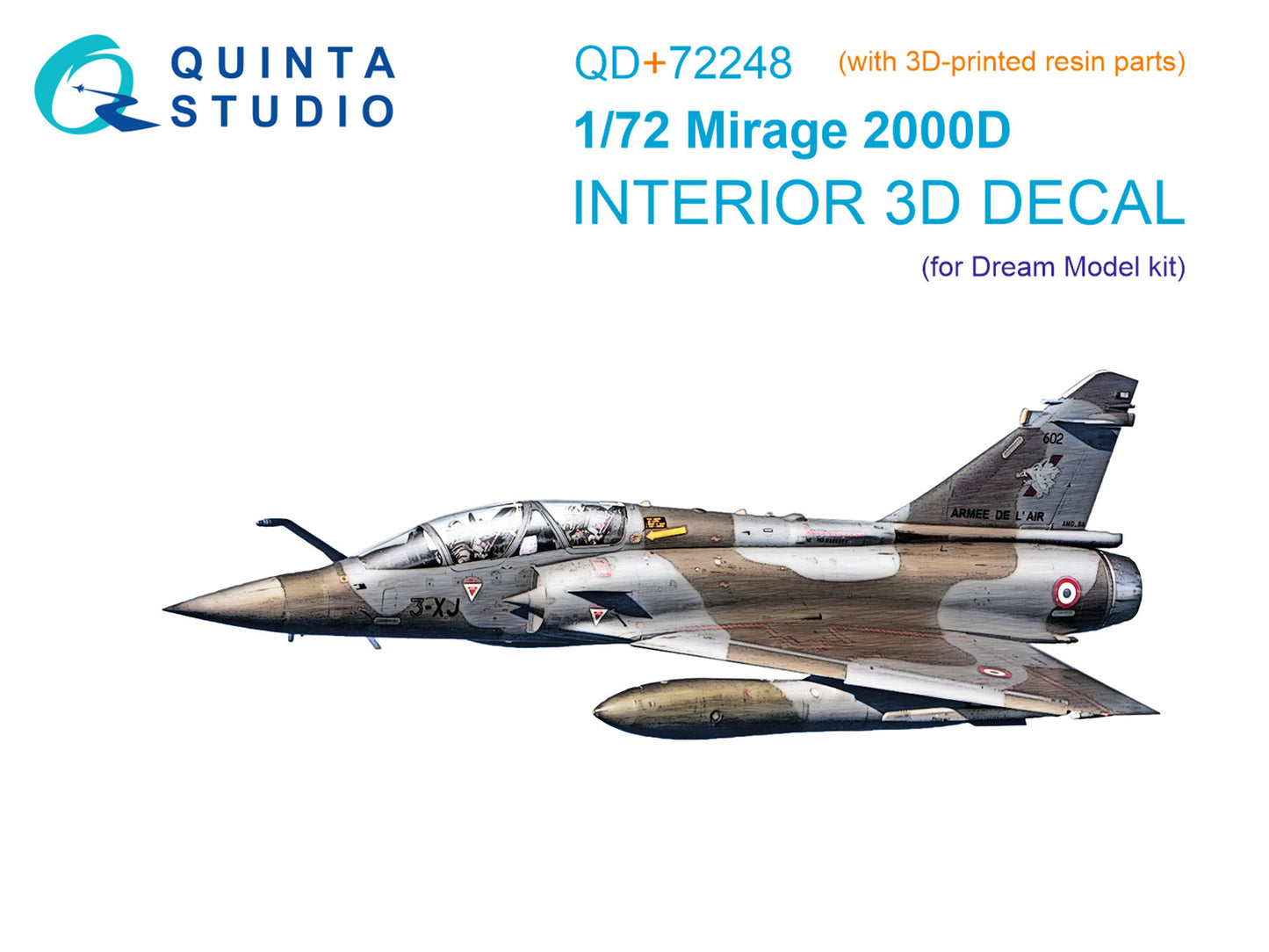 Quinta Studio QD+72248 1:72 Dassault Mirage 2000D 3D-Printed & coloured Interior