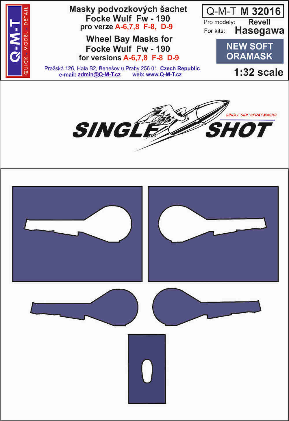 Q-M-T TM32016 1:32 Focke-Wulf Fw-190A-6/Fw-190A-7/Fw-190A-8/Fw-190F/Fw-190D-9 wheel bay paint masks