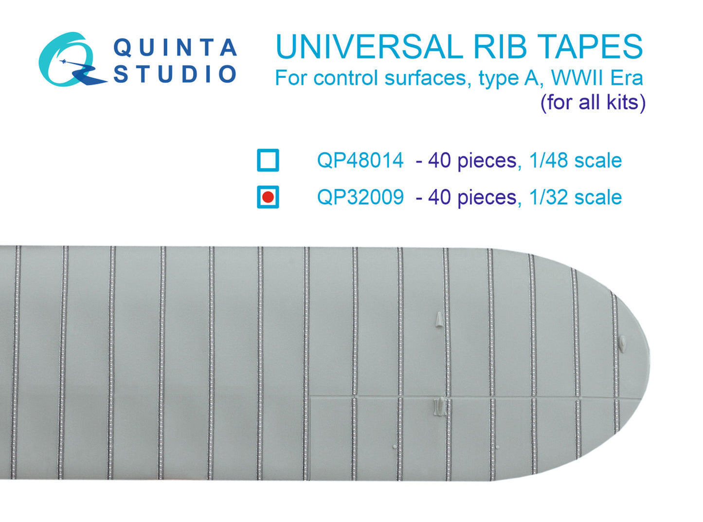 Quinta Studio QP32009 1:32 Universal rib tapes, type A. WWII Era (3D-Printed)