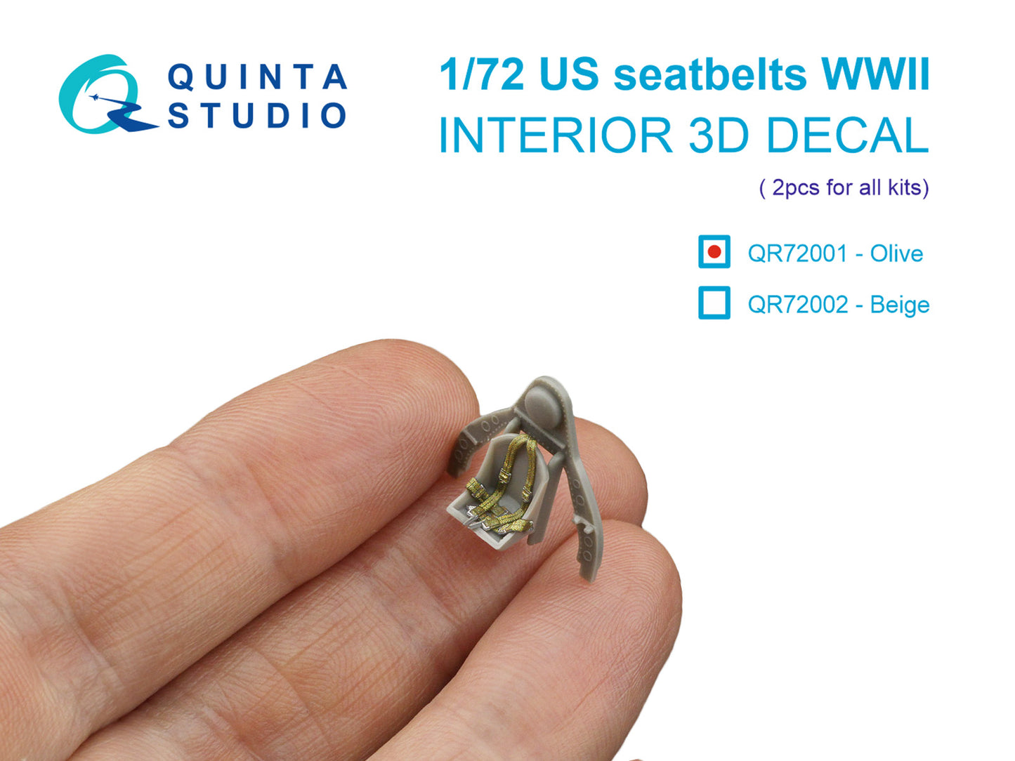 Quinta Studio QR72001 1:72 WWII US Seatbelts, Olive color (for 2 seats)