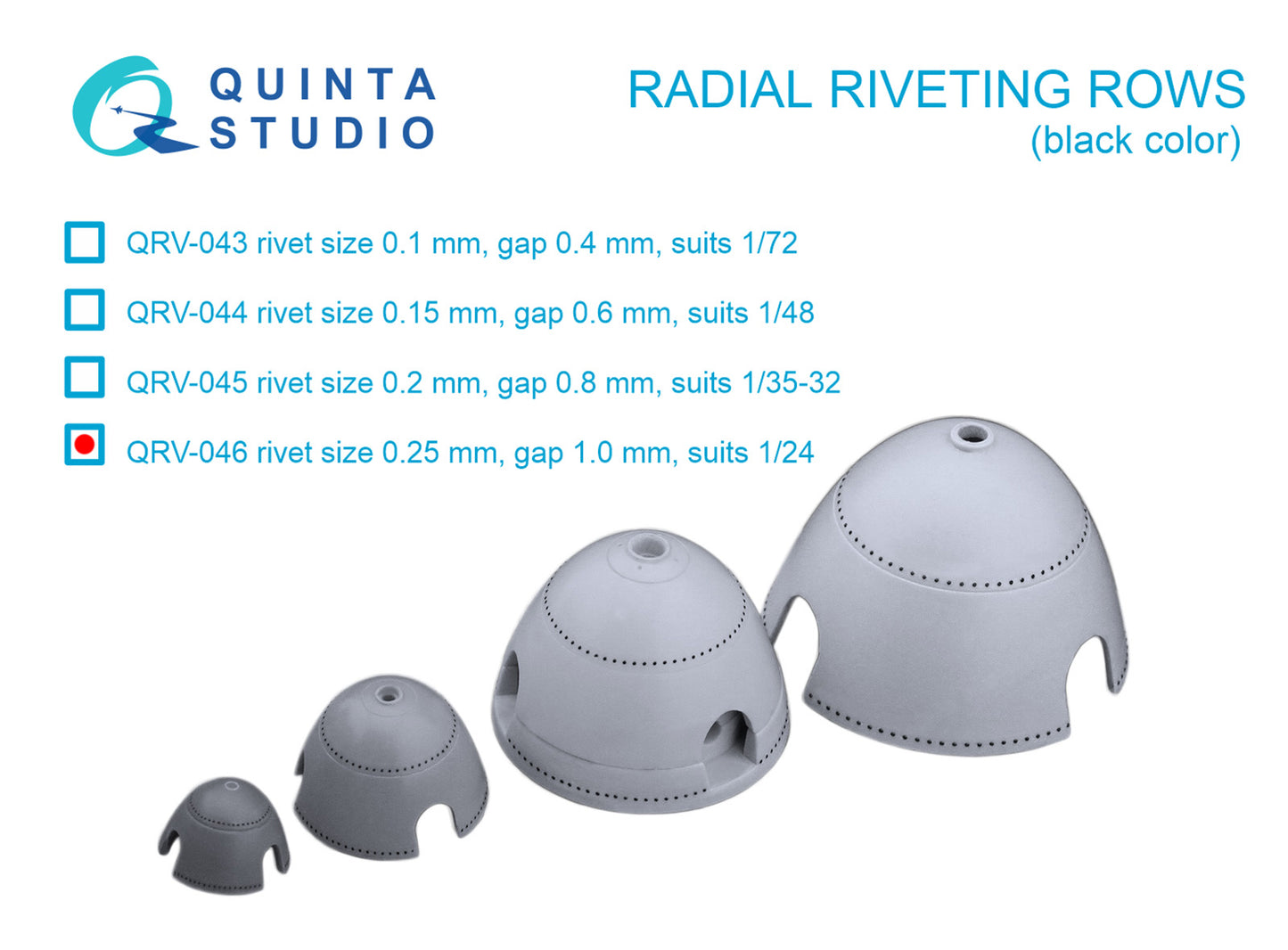 Quinta Studio QRV-046 1:24 Radial riveting rows (rivet size 0.25 mm, gap 1.0 mm