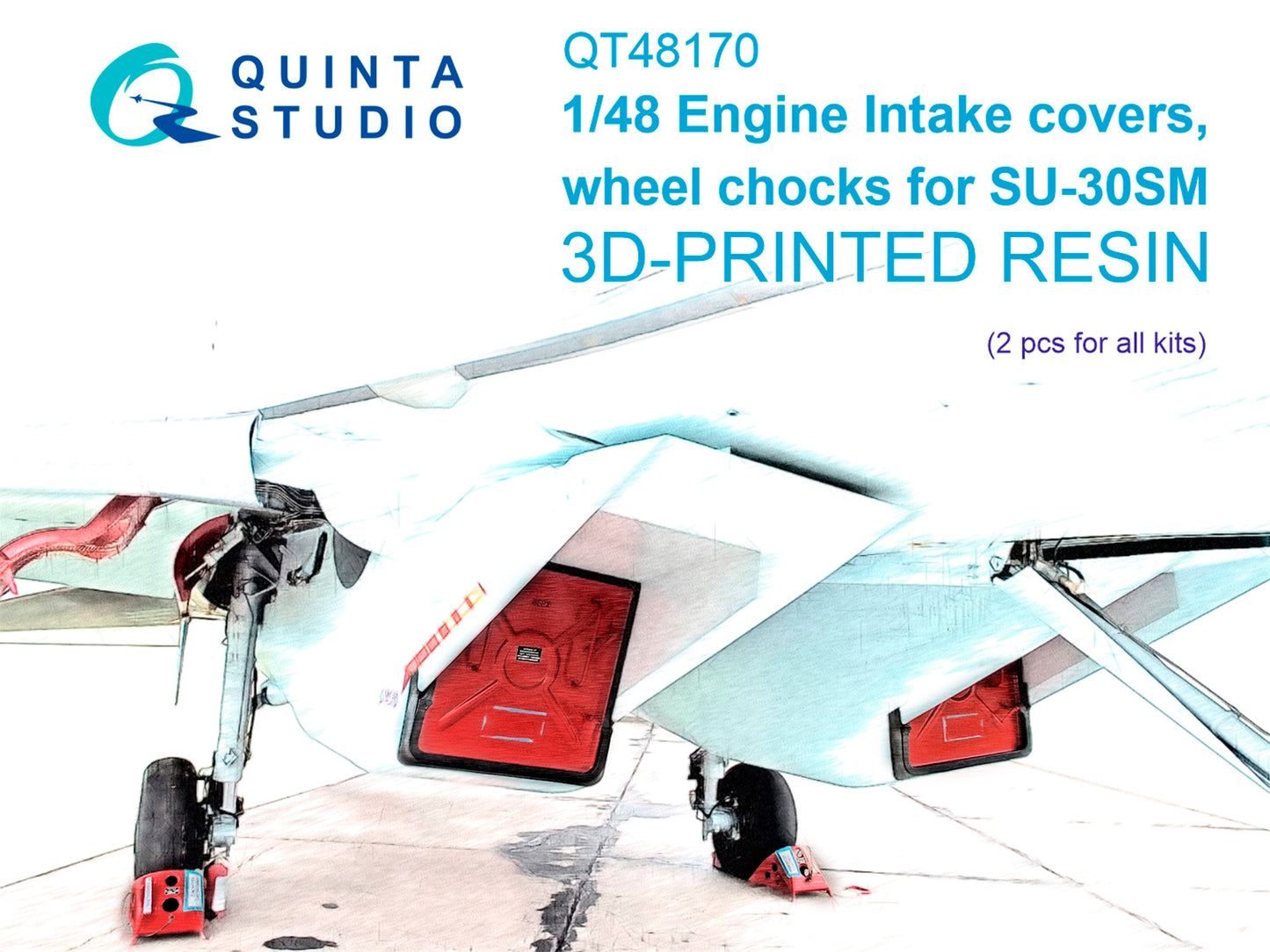 Quinta Studio QT48170 1:48 Sukhoi Su-30SM Engine Intake Covers & Wheel Chocks