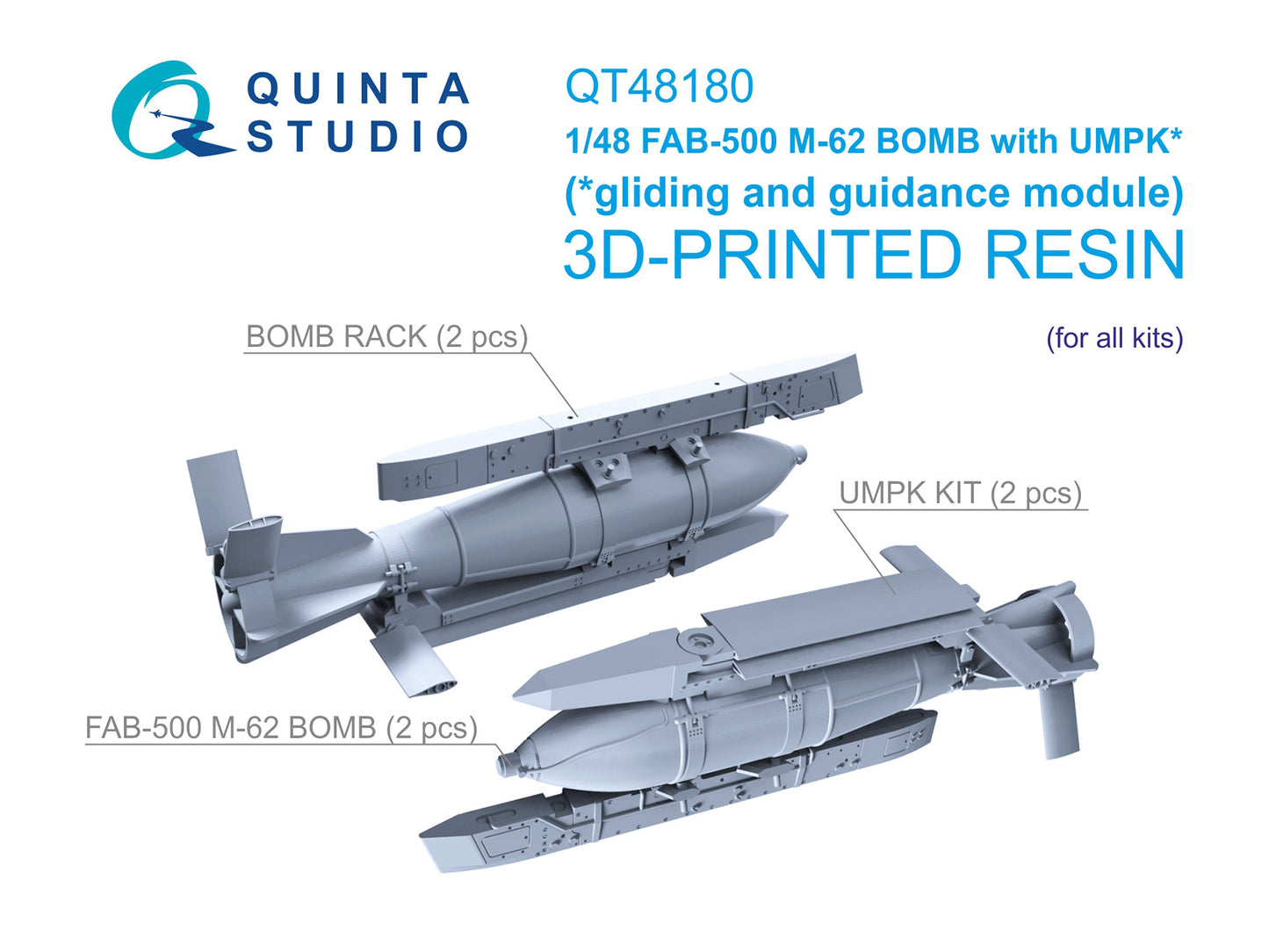 Quinta Studio QT48180 1:48 FAB-500 M-62 with UMPK, Guided Glide Bombs, 2 pcs