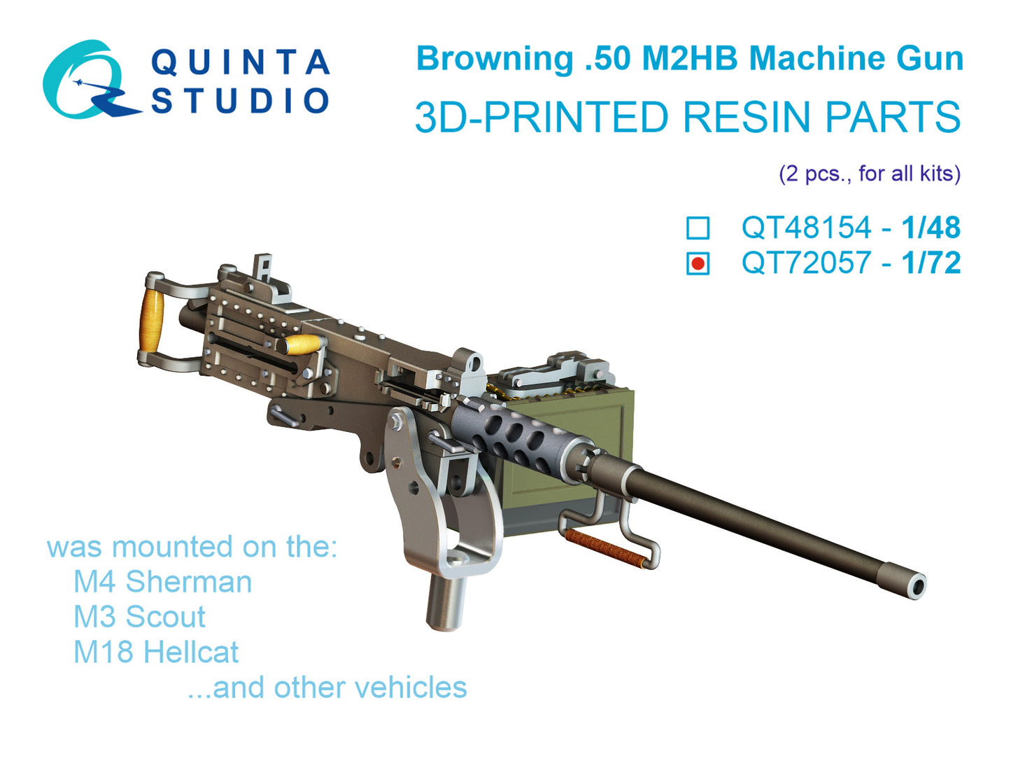 Quinta Studio QT72057 1:72 Browning .50 M2HB Machine Gun, 2 pcs (for all kits)