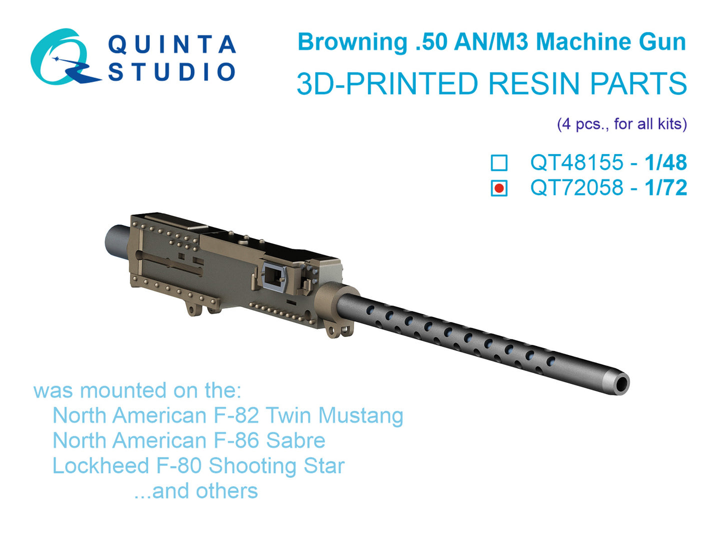 Quinta Studio QT72058 1:72 Browning .50 ANM3 Machine Gun, 4 pcs (for all kits)